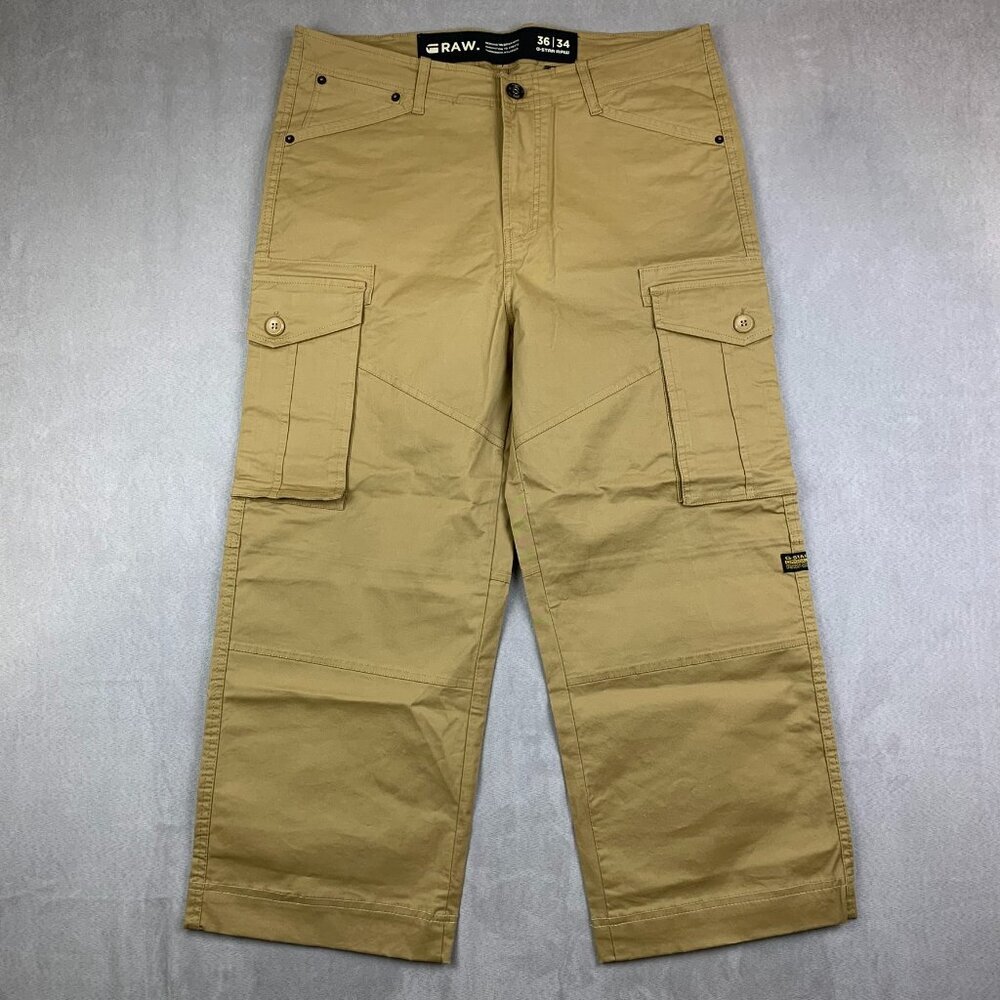 G Star Raw Mens Pants 36 Beige Tan Cargo Baggy Wide Leg Streetwear 36x26